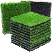VANCASTLE front pack view showing nine turf tiles and easy assembly benefit
