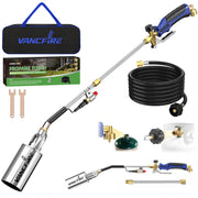 VANCFIRE torch front view showing controls and ergonomic handle for safer operation