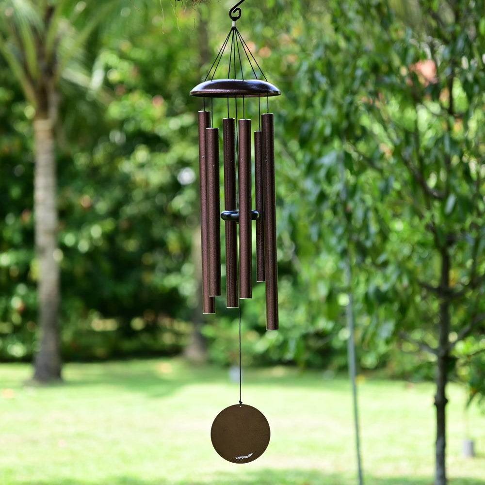 Vanquer front view of bronze wind chimes showing elegant full assembly and benefit durable decor