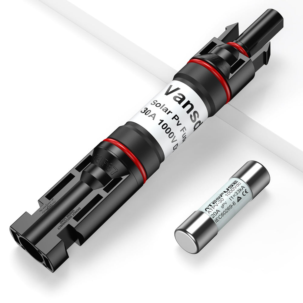 Vansdon front view showing compact inline fuse holder and secure housing