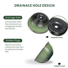 Vanslogreen drainage hole with removable plug showing easy indoor or outdoor use
