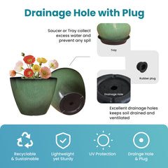 Vanslogreen drainage hole and saucer detail protecting surfaces from overflow