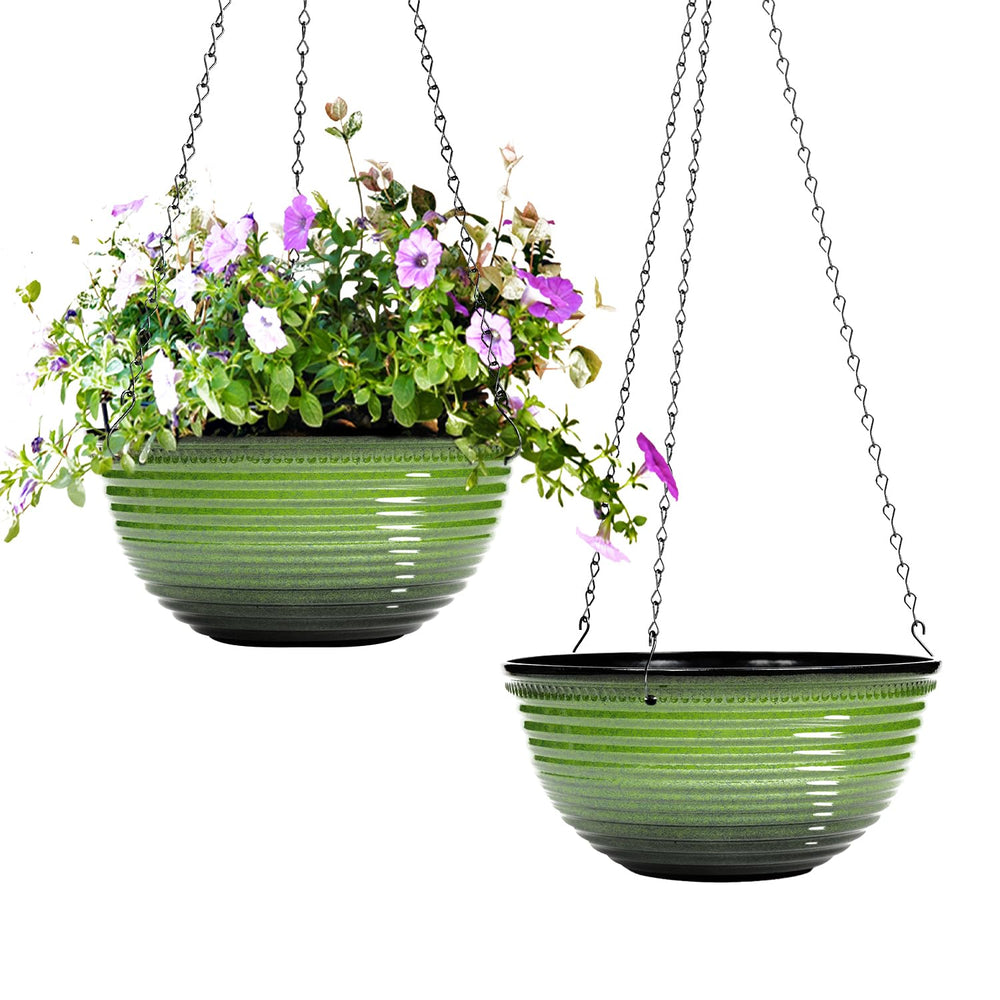 Vanslogreen front view glazed hanging planter showing sleek finish and instant decor upgrade