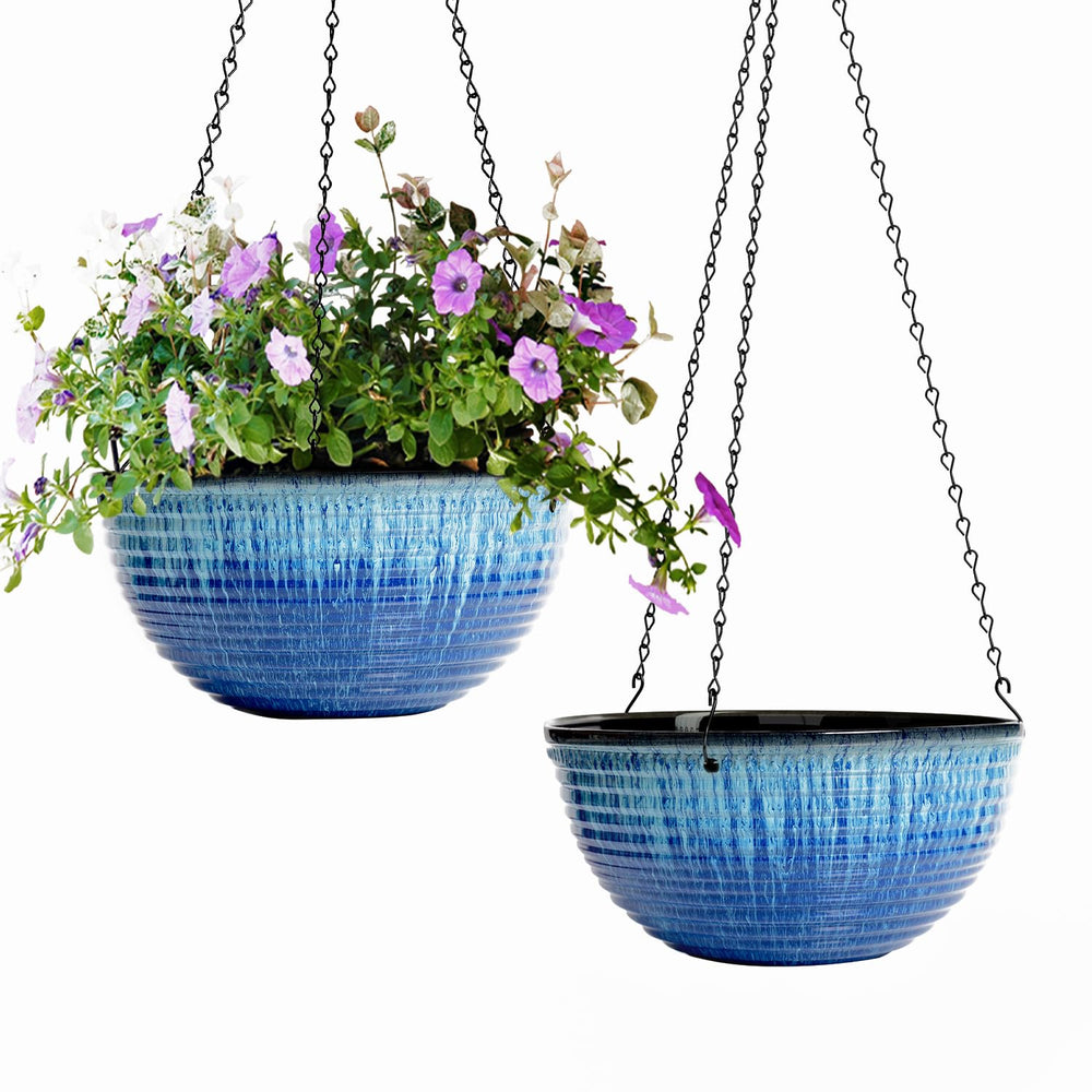 Vanslogreen front view glossy hanging planter showing elegant finish and easy styling