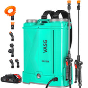 VASG front view of backpack sprayer showing controls and tank, clear overview benefit