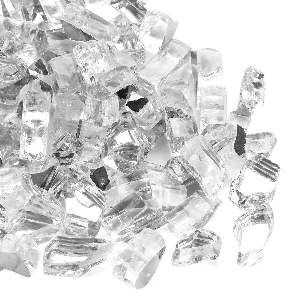 vchin front packaging of clear reflective fire glass showing brand and benefit