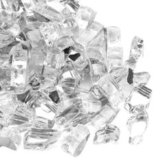 vchin front packaging of clear reflective fire glass showing brand and benefit