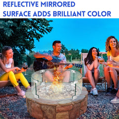 vchin fire glass in a lit fire pit demonstrating enhanced flame color