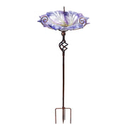 VCUTEKA front view of glass bird bath shows elegant design and curb appeal