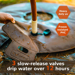 Vego garden fill opening with hose pouring demonstrating easy refilling