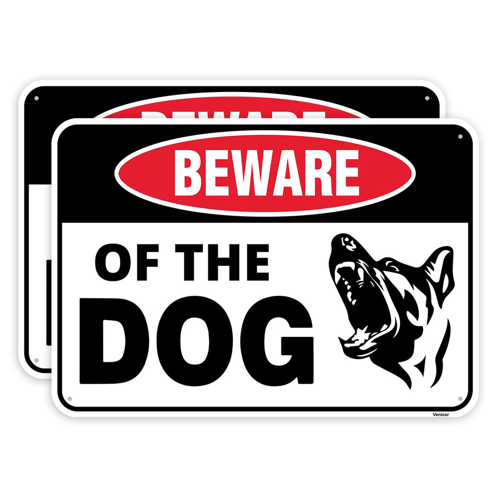 Venicor sign front view showing bold text and bright colors for clear warning