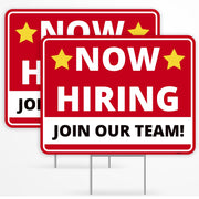 Venicor front view now hiring sign showing bold letters and clear message benefits visibility