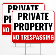 Venicor front view of two signs on stakes showing clear warning message