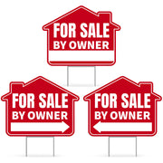 Venicor front view of three FSBO signs with stakes showing immediate visibility