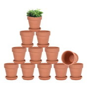 vensovo front view showing all 12 terracotta pots and saucers for easy arrangement