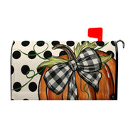 VentuCoven front view of pumpkin mailbox cover for instant autumn curb appeal