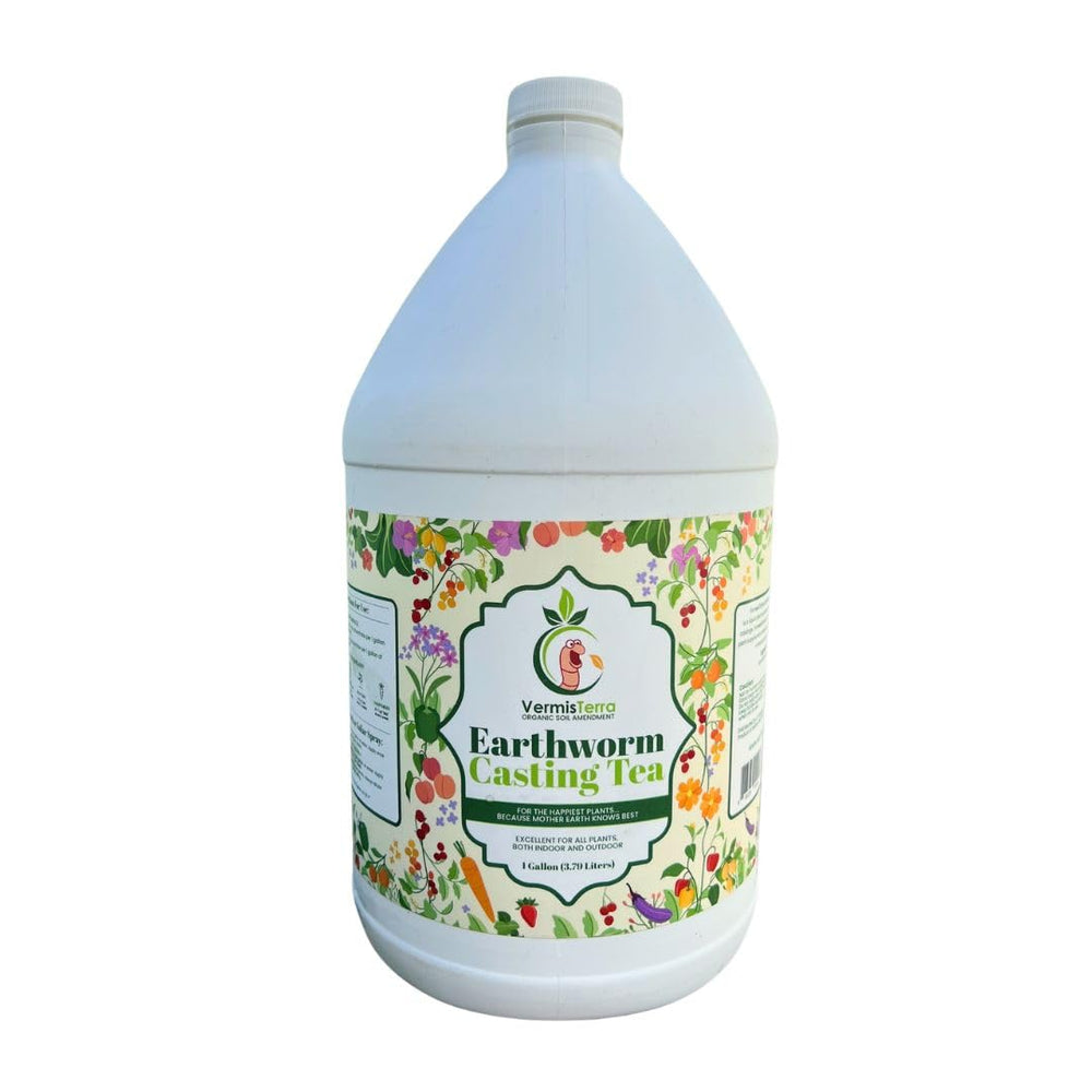 VermisTerra gallon front label showing product name and organic benefits