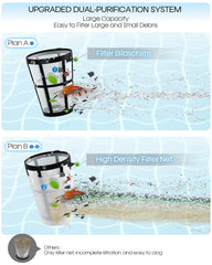 VERVEWAVE filter basket open to show washable 200μm bags and large debris capacity