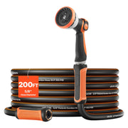 VEVOR coiled 200 ft garden hose showing full length and durability benefit