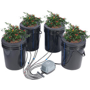 VEVOR front packaging showing complete 4-bucket DWC kit and contents for easy setup