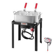 VEVOR front view of fryer kit showing pot and burner, easy outdoor frying