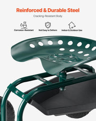 VEVOR garden cart side with swivel seat rotated, enables easier access to plants