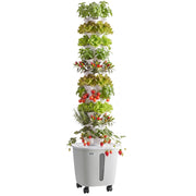 VEVOR hydroponic tower front view showing compact vertical garden and efficient use of space