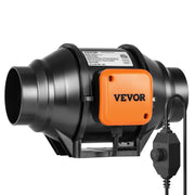 VEVOR inline fan front view showing compact housing and airflow benefit