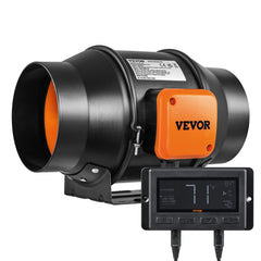 VEVOR inline fan front view showing compact design and airflow benefit