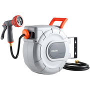 VEVOR front view of retractable hose reel showing compact housing and tidy storage benefit