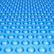 VEVOR solar cover front view showing full 24x12 ft size and blue bubble surface benefit heat retention