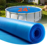 VEVOR front view of 24 ft round solar cover showing full coverage and neat edge
