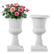 VEVOR front view of white urn planter showing elegant shape and curb appeal