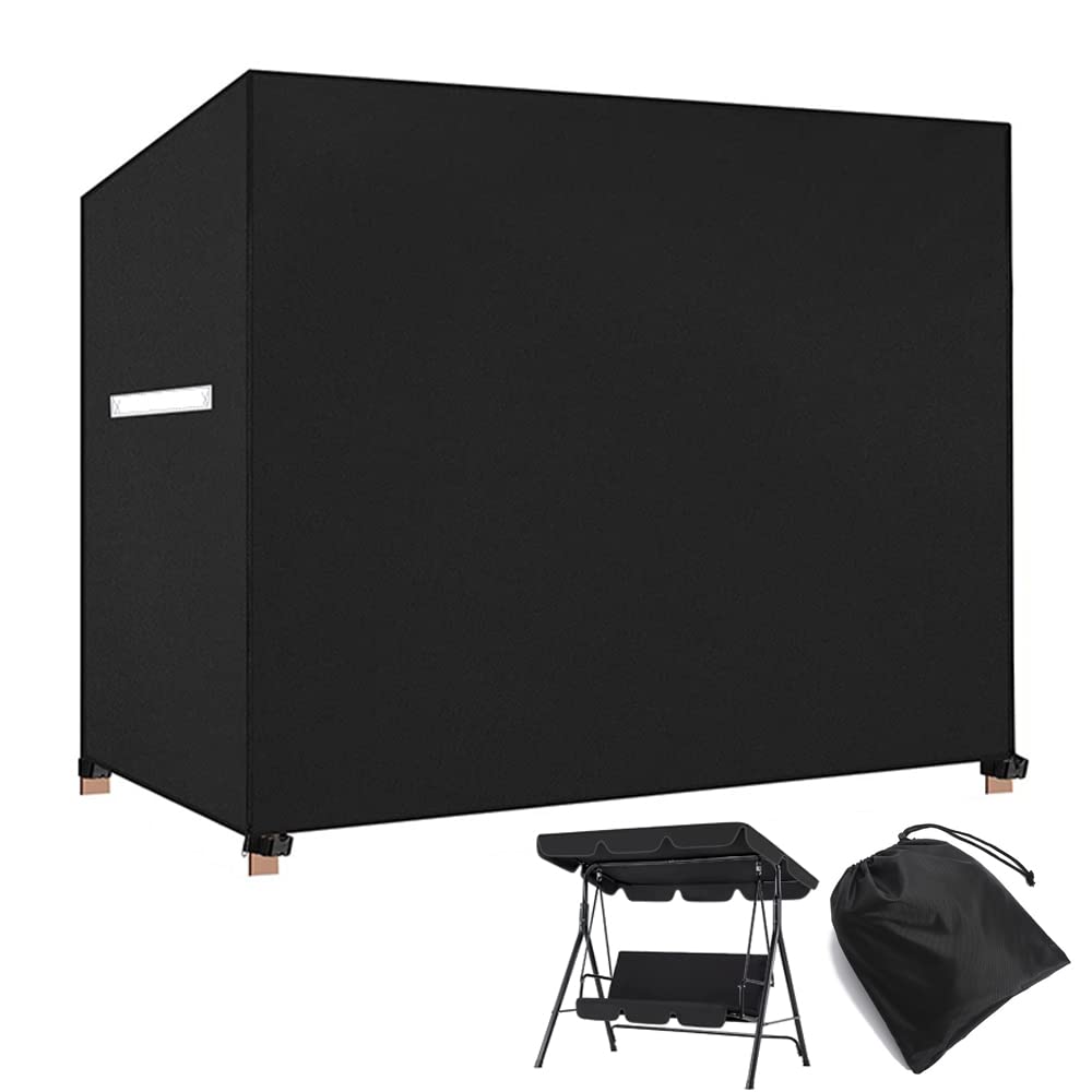 Viadom front view of covered 3-seater swing protecting furniture