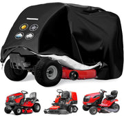 Viadom front view of cover fitted on riding mower protecting finish