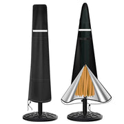 Viadom front view of covered umbrella showing full weather protection