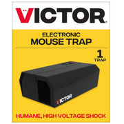Victor front view showing compact electric mouse trap for discreet indoor control