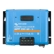 Victron Energy SmartSolar front view showing compact controller and clear branding for reliable charging