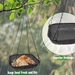 VIHSIPR platform feeder in use with cardinals and finches feeding together