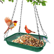VIHSIPR front view of green platform feeder showing open tray and fit for many birds