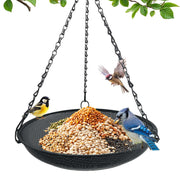 VIHSIPR front view of 12-inch platform feeder showing open tray and black finish for attracting birds