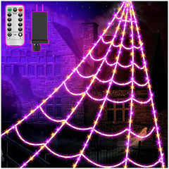 VITI front view of full illuminated spider web creating dramatic Halloween focal point