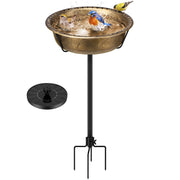 VIVOHOME front view of copper bird bath showing bowl and fountain benefiting backyard aesthetics