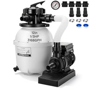 VIVOHOME front view of 12-inch sand filter pump showing compact design and reliable circulation