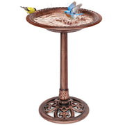 VIVOHOME front view of bird bath showing antique bronze finish and curb appeal