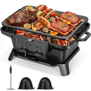 VIVOHOME front view assembled showing sturdy cast iron and portable handles for easy transport