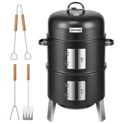 VIVOHOME front view of vertical smoker showing full unit and benefits