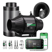 VIVOSUN T4 kit front view showing fan filter and ducting for compact ventilation
