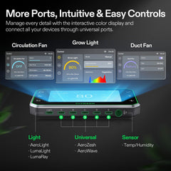 VIVOSUN GrowHub E42A+ controller front and app screen for remote management