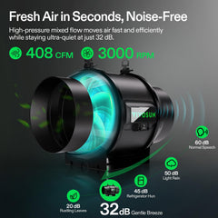VIVOSUN T6 EC motor closeup displaying durable motor and quiet operation